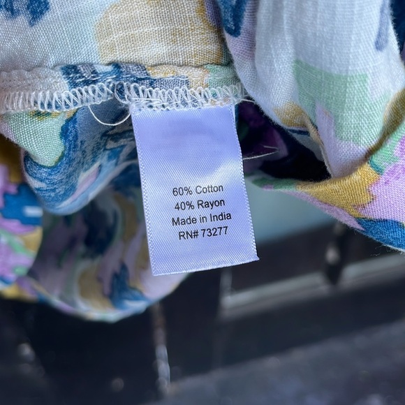 NWT Sonoma - Cotton Geometric Ruffle Colorful Blouse - Size Medium - Picture 5 of 7